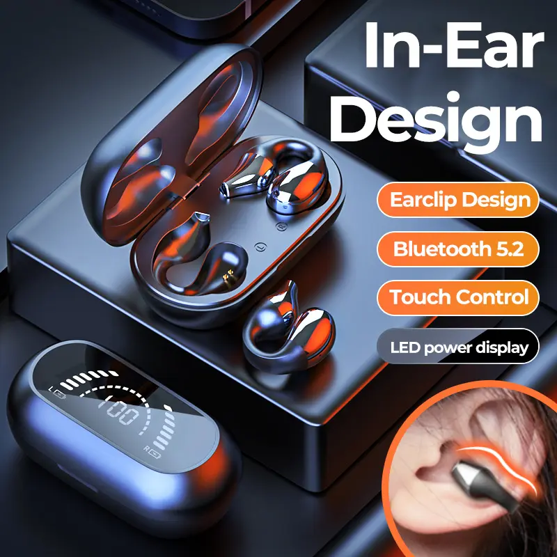 Ear Clip Bone Conduction Headphone Bluetooth-compatible 5.2