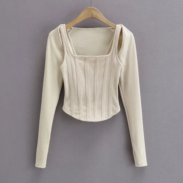 Corset Slim Navel Sling Two Piece Trendy Top Creamywhite - Shop at LoveMi