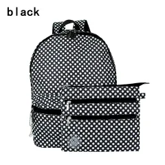 Casual School Bag Preppy Style Unisex Travel Backpack Rucksack W Pouch Protable - Black - View 1