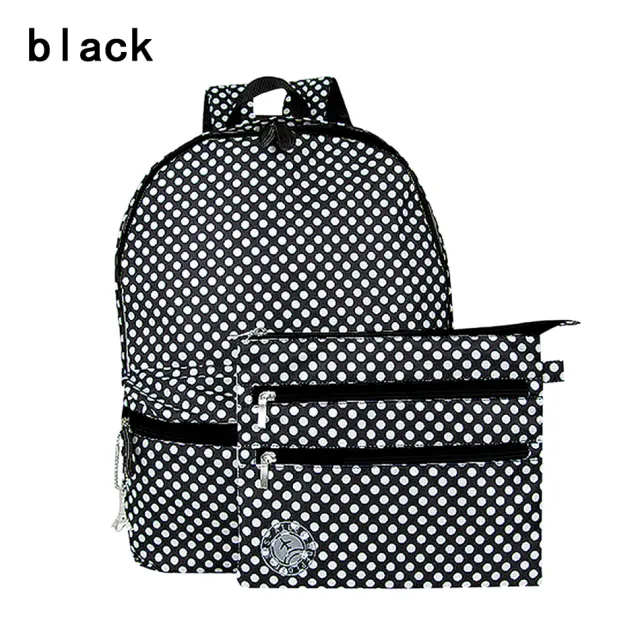 Casual School Bag Preppy Style Unisex Travel Backpack Rucksack W Pouch Protable Black - Shop at LoveMi