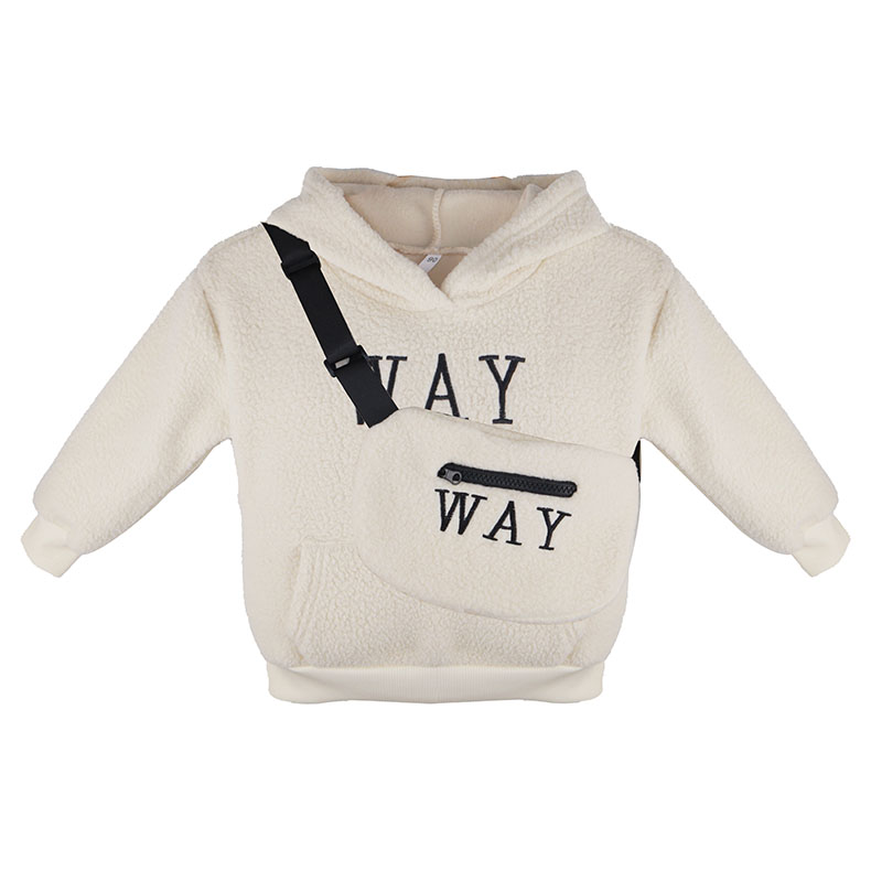 Title 8, Thickened Lamb Velvet Letter Hooded Sweater