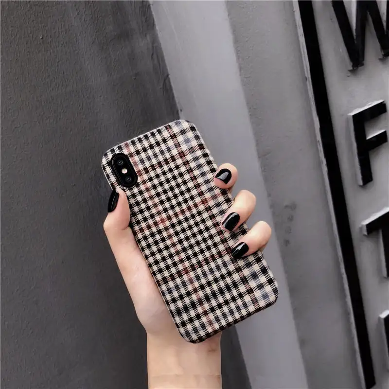 Fabric Plaid Material Mobile Phone Case Fall-proof