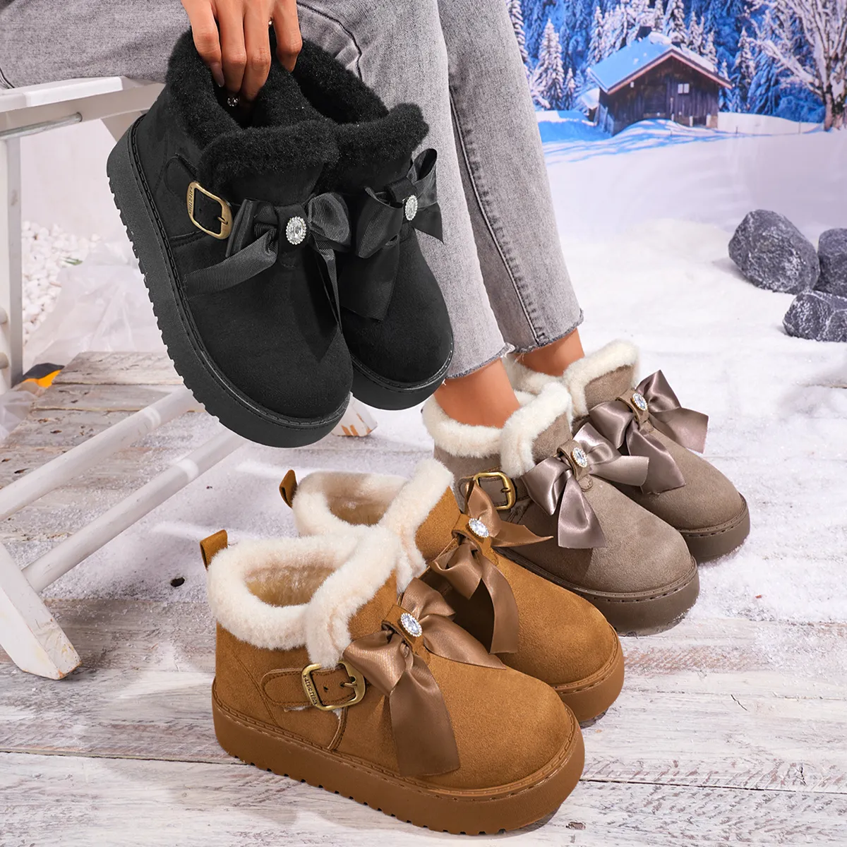 2026 Winter New Thickened Fuzzy Snow Boots