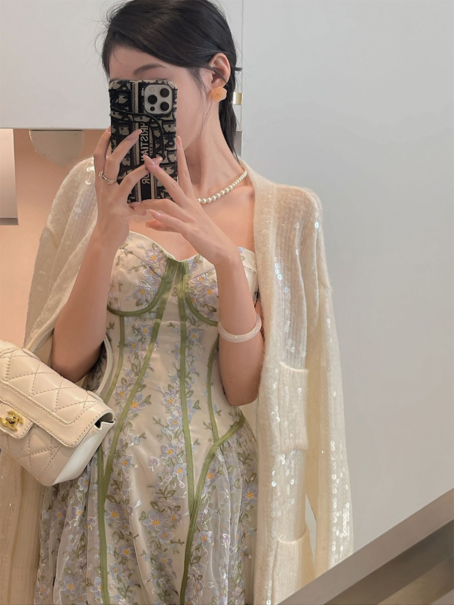 Lace Floral Sling Dress, picture 4 of 5