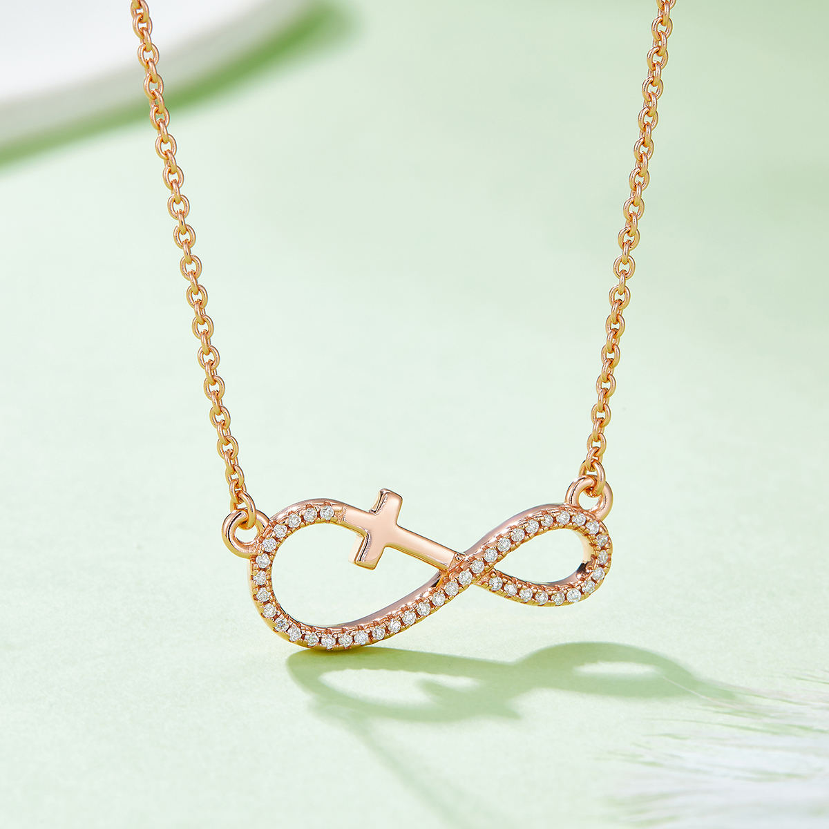 3.4g S925 Sterling Silver Moissanite Infinity Cross Necklace 45cm  41 Stone Pendant With GRA, Platinum Plated Christian Jewelry Gift Box Set For Women