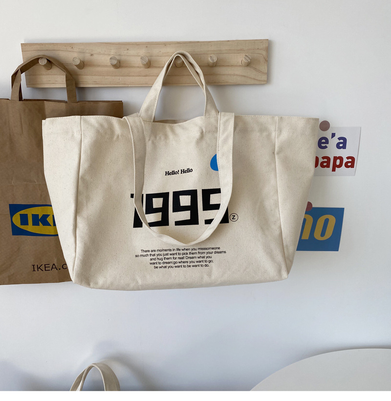Korean Version Large Capacity English Canvas Shopping Bag