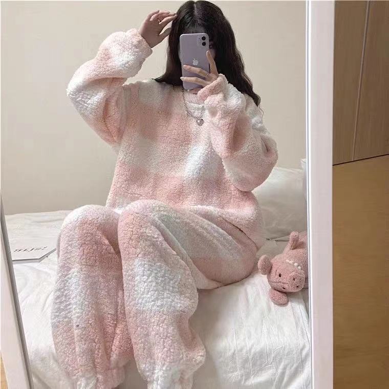Pajamas Flannel Korean Home Service Suit