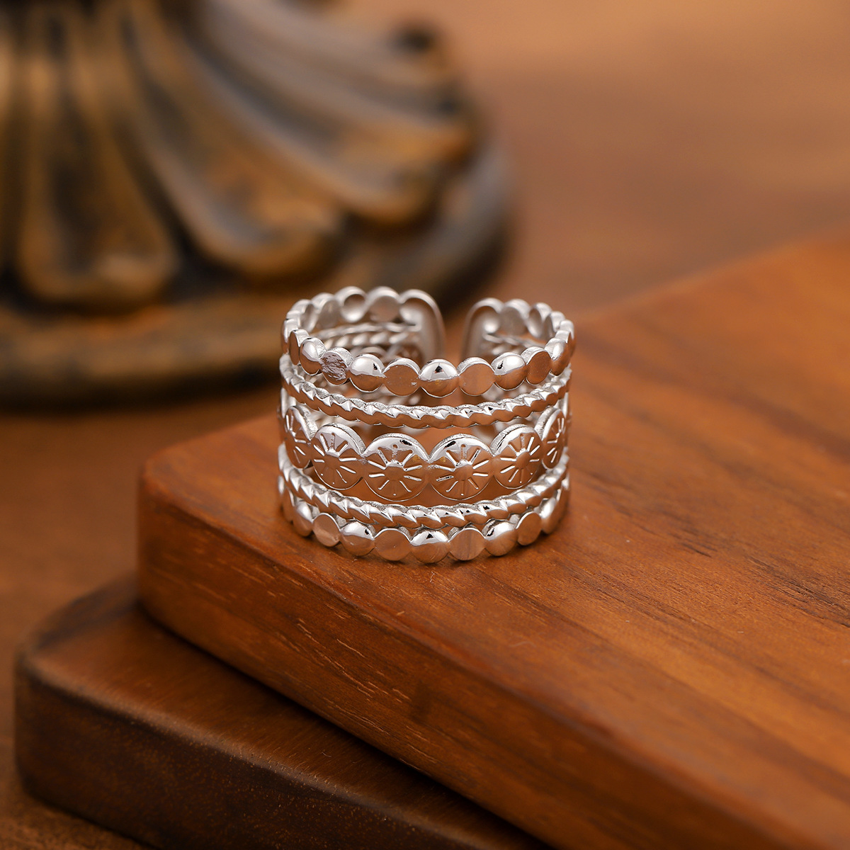 Style Titanium Steel Ring For Women, Light Luxury Advanced Sense, Niche Design, Open & Gold... thumbnail 6