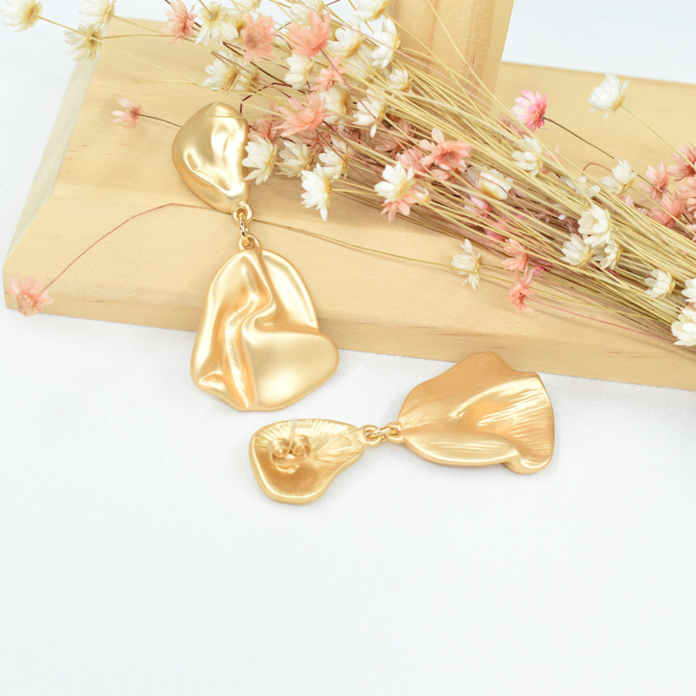 Folded Metal Earrings Textured Alloy Earrings