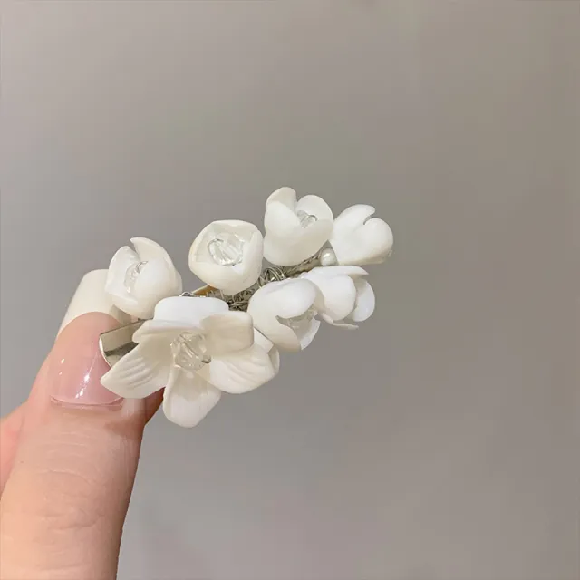 Vintage White Jasmine Flower Hair Clip Niche White - Shop at LoveMi