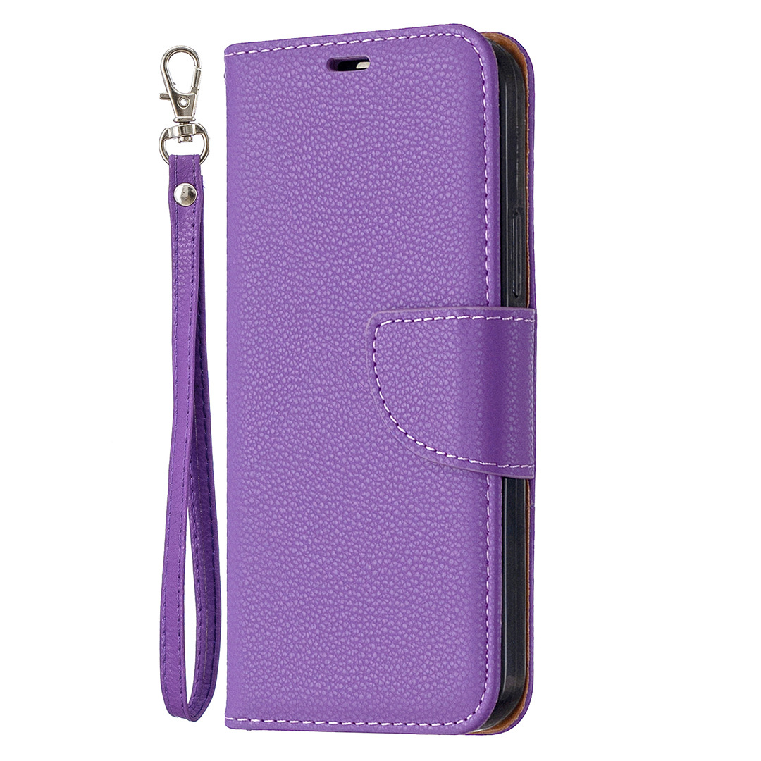 Lychee Pattern Solid Color Flip Leather Case Wallet Lanyard Phone Case - Image 9