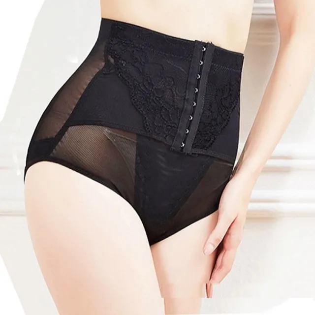 Women's Mid waist Mesh Seamless Corset Waist And Hip Lift Body Sculpting Panties Black - Shop at LoveMi