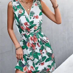 V-neck Zip-neck Dress Women's Spring And Summer - Multicolour - View 1