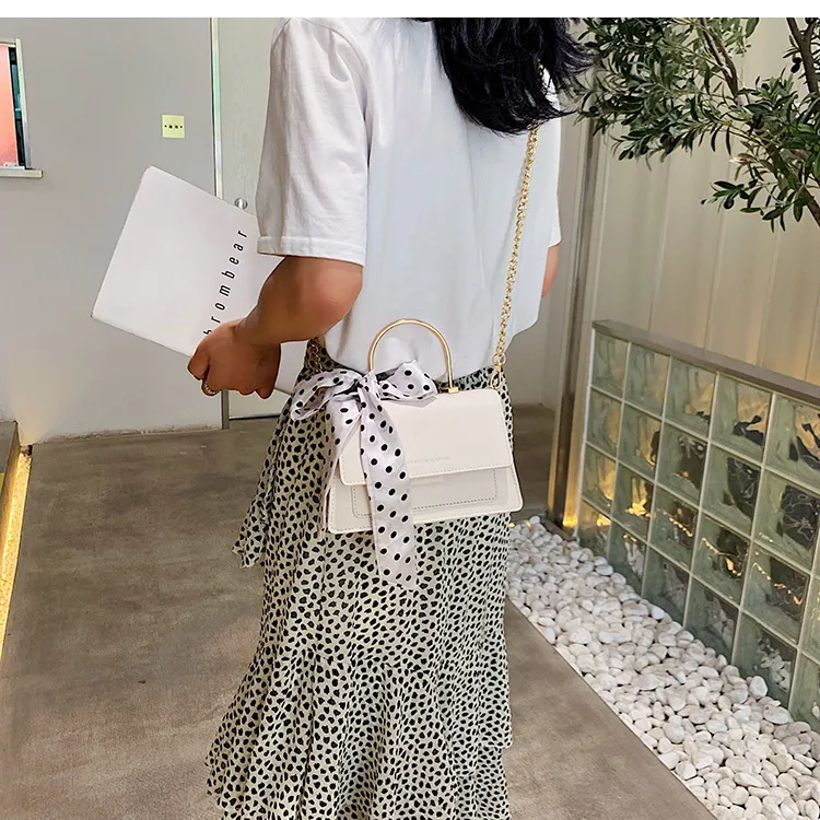 Popular Bags Handbags Small Trendy Fashion Messenger Bag Chain Shoulder Texture Handbag - Beige