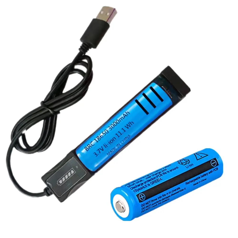 Li-ion Battery&Charger 3000mAh 3.7V Rechargeable Batteries USB