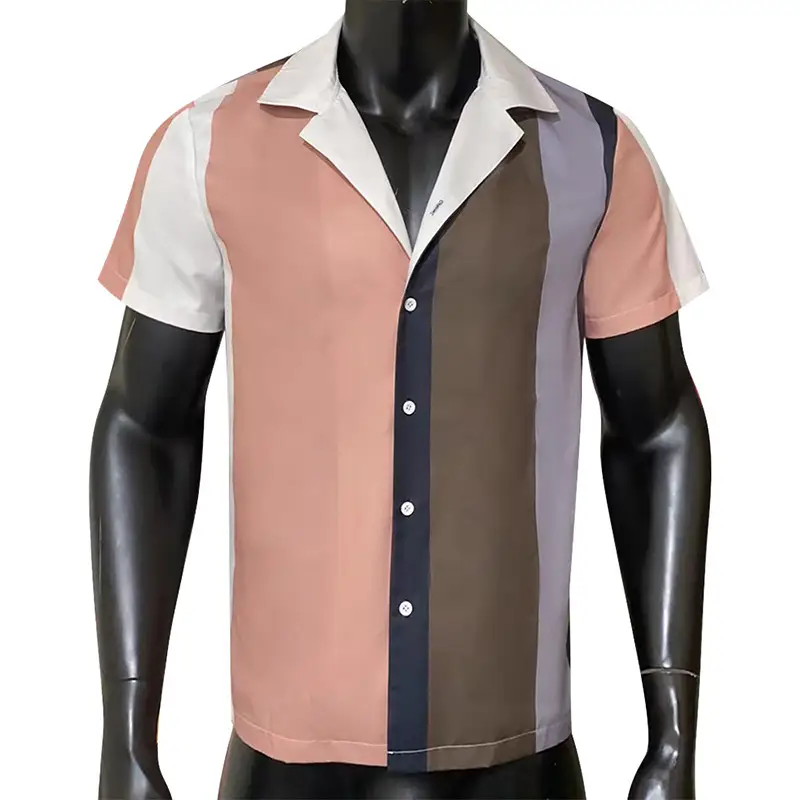 Men's Short Sleeve Cardigan Striped Casual