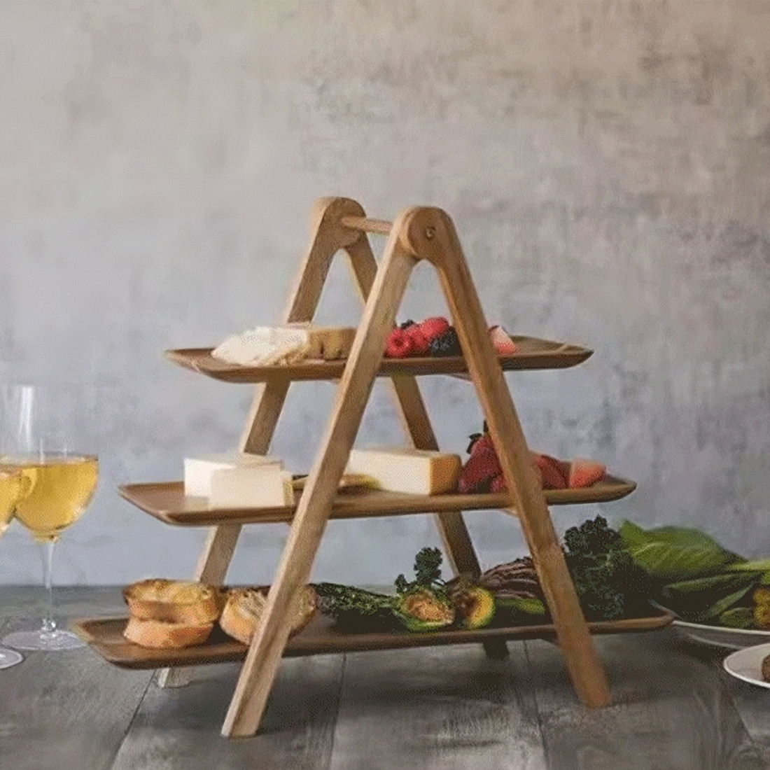 3 Tier Serving Set Platters Wooden Tiered Serving Trays