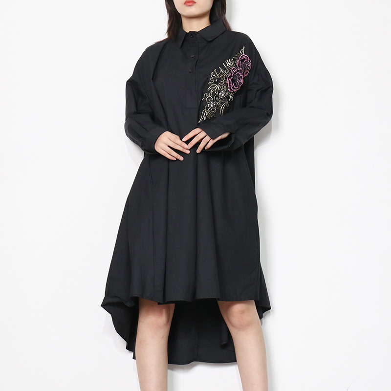 Irregular Dress With Sequin Embroidery And Print