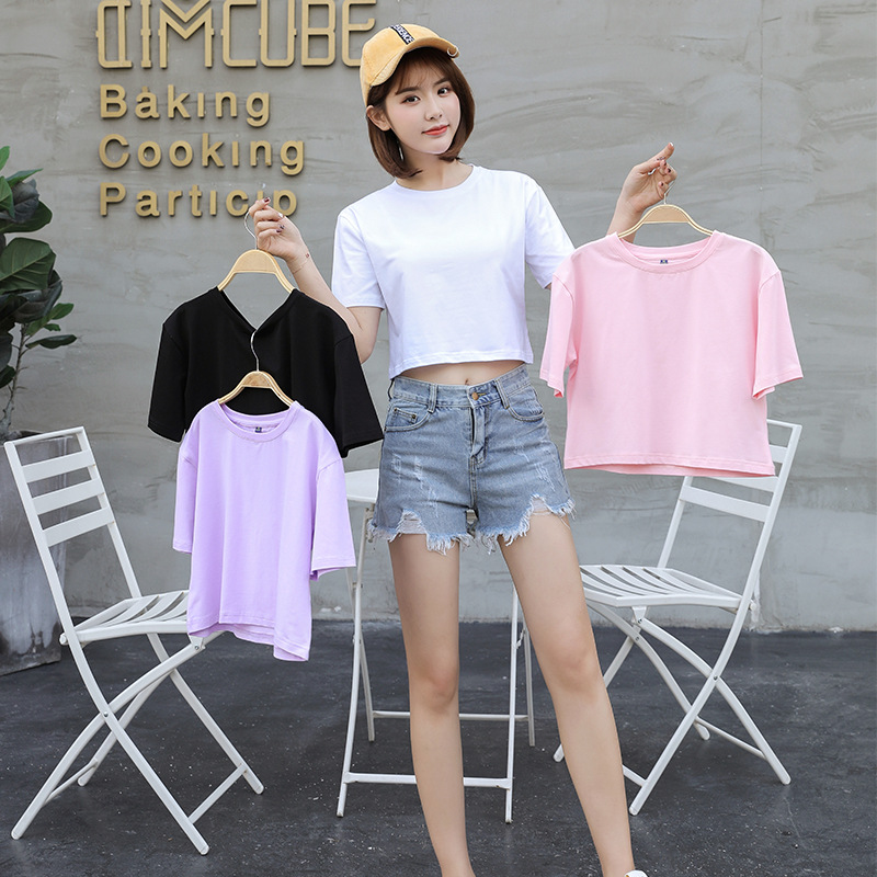 Trendy Short Navel T-shirt Wholesale With Logo Printed