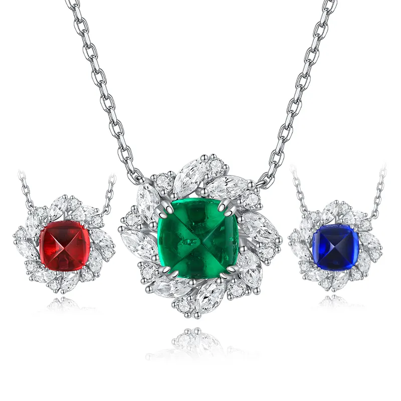 S925 Silver 5.6g Lab-Created Ruby Sapphire Emerald