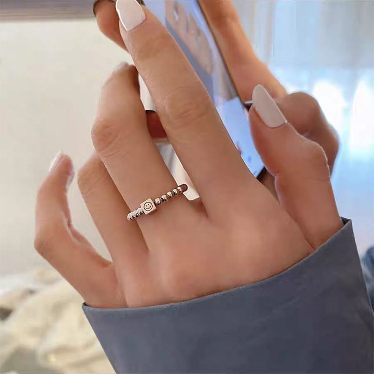 Simple Personality And Versatile Temperament Square Smiley Ring