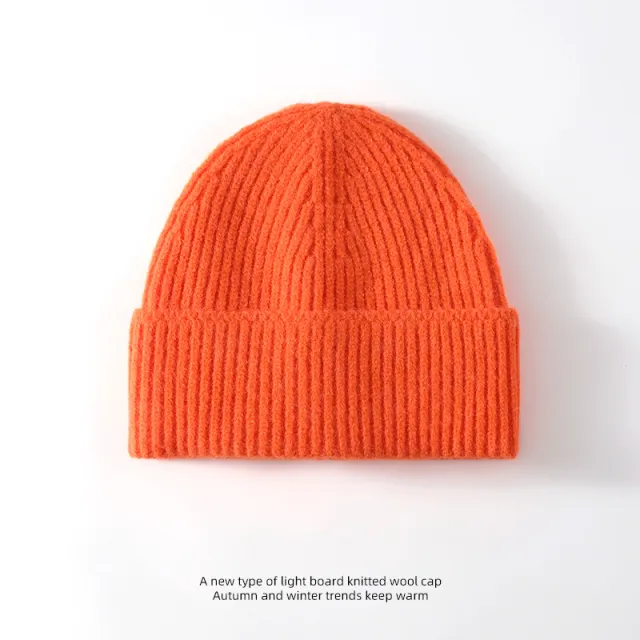 Fashion Solid Color Wool Hat Loose Warm Orange - Shop at LoveMi