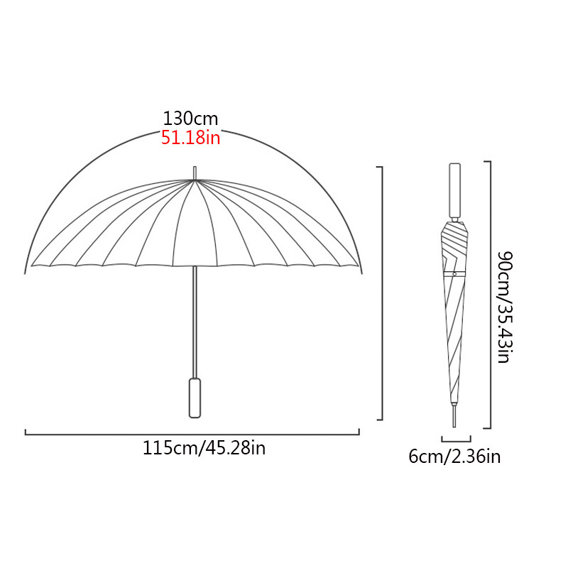 24 Ribs Umbrella Classic Large Umbrellas Strong Windproof Stormproof Black V