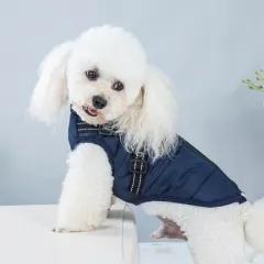 Pet Clothes Waterproof And Warm - Dark Blue Chest Back Vest - View 1