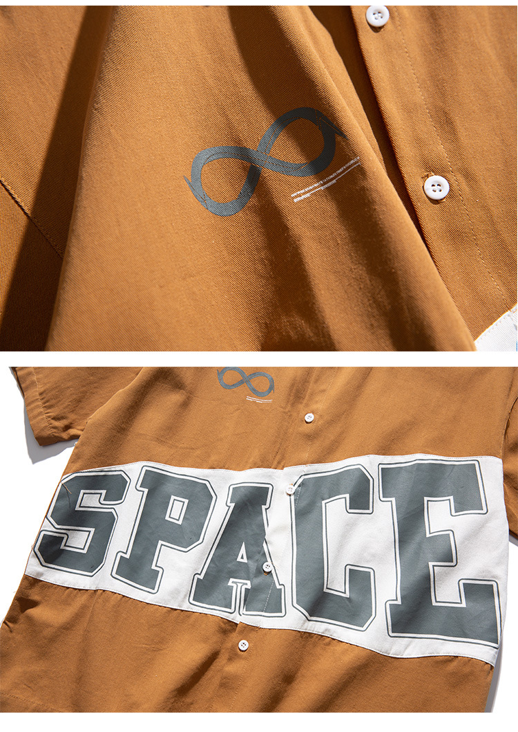 Contrasting Color Large Letter Print Fashion Brand Short Sleeves