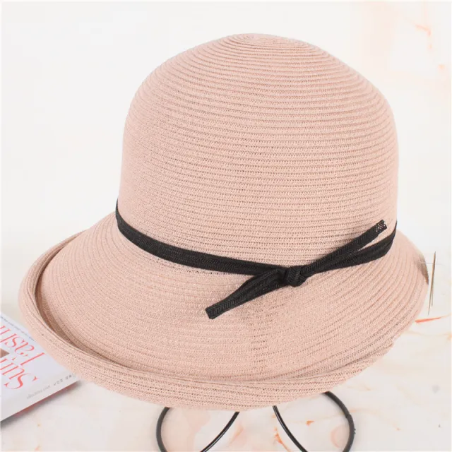 Simple Curled Bow Sunshade Hat Pink - Shop at LoveMi