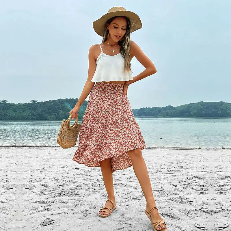 Floral Skirt Holiday Irregular Print