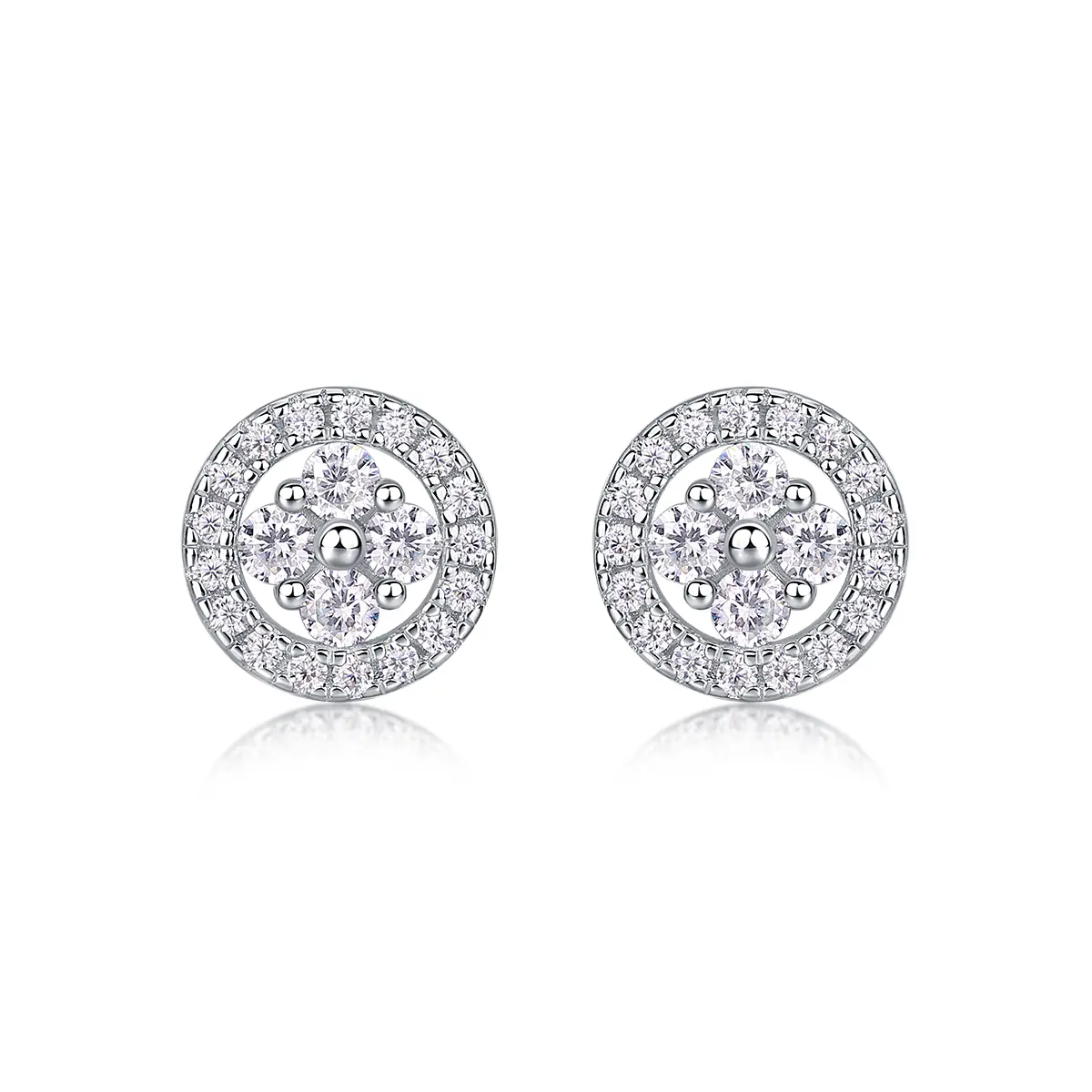 1Silver Osmanthus - Fashionable And Luxurious Diamond Jewelry Earrings Set With Moissanite S925 Sterling Silver And Platinum-plated Stud Earrings Prohibit Tk Sa