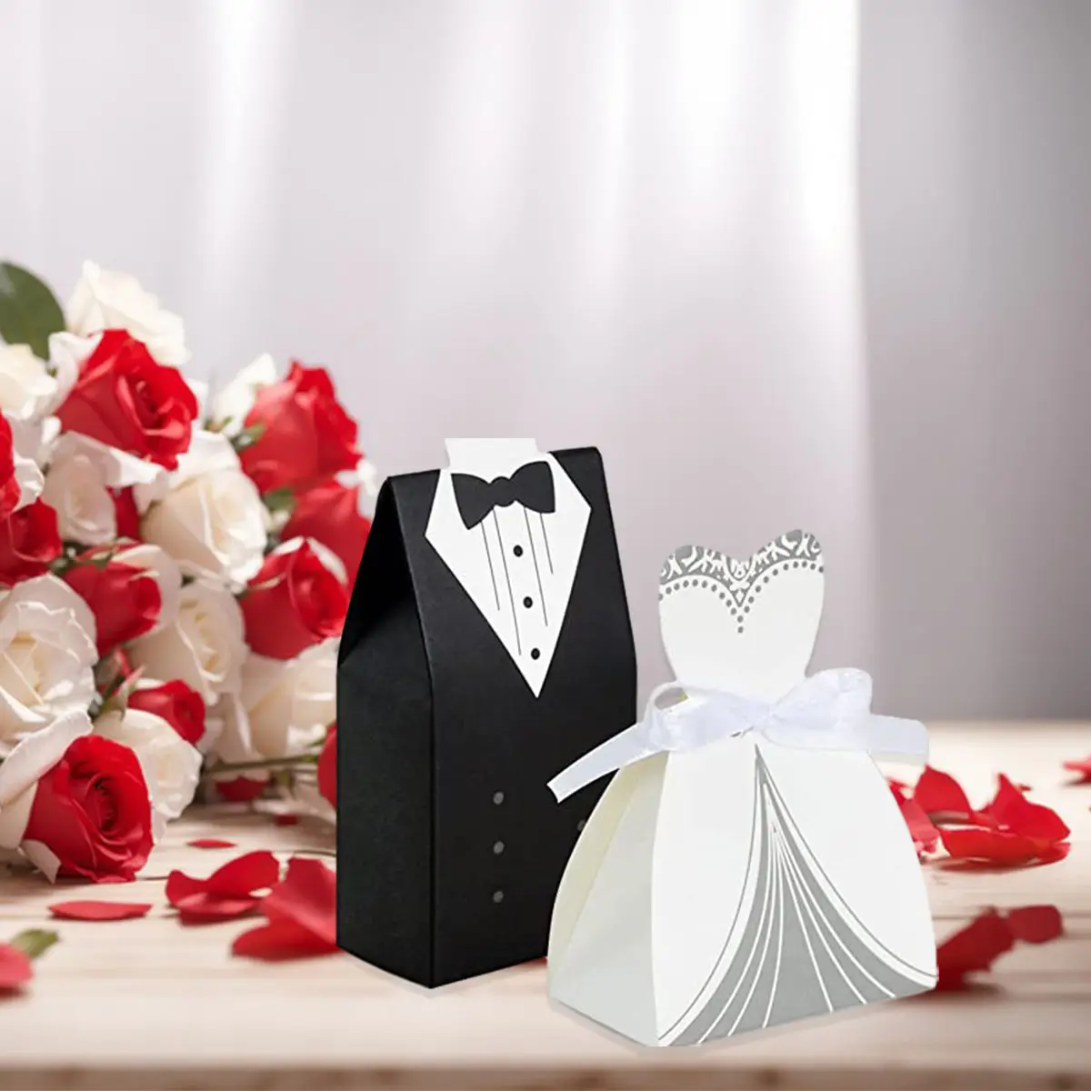 Wedding Tuxedo Gift Boxes With Ribbon