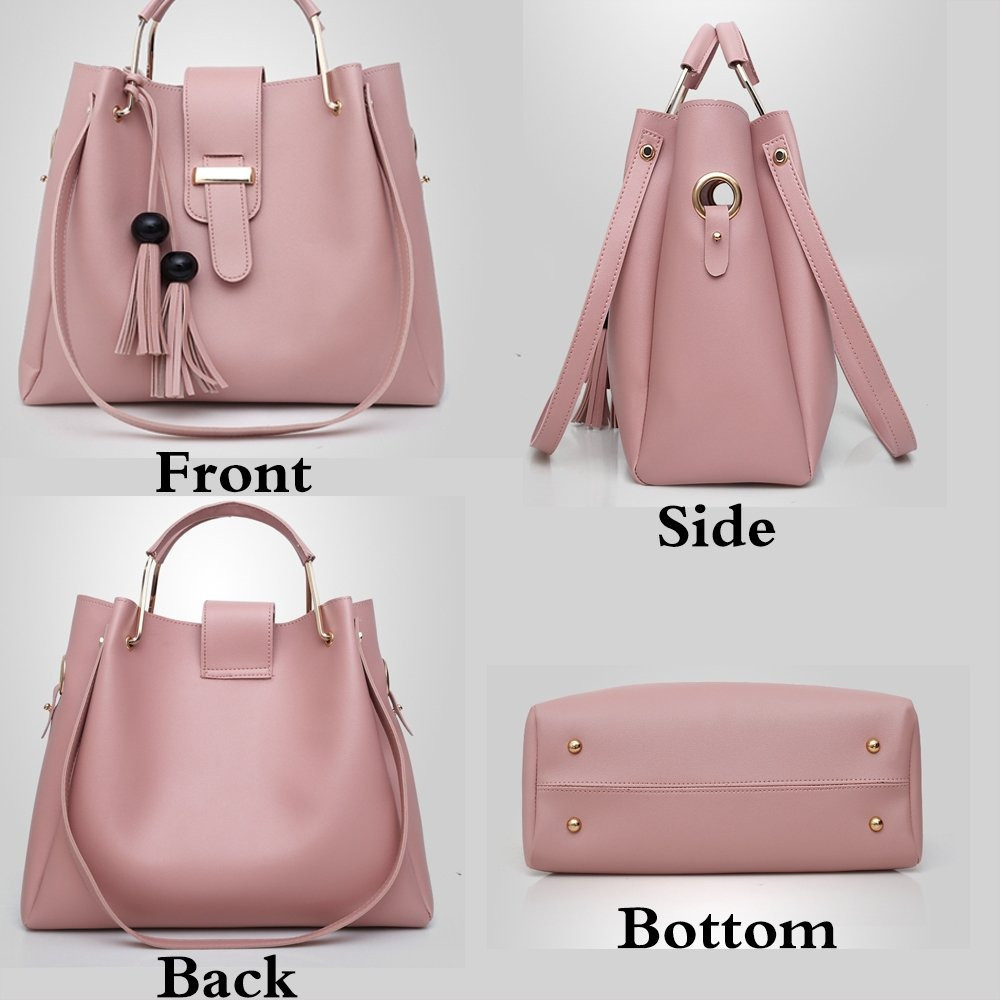 Womens Purse And Handbag 3Pcs Bag Set Tassel Tote Clutch Satchel Top Handle — image 3