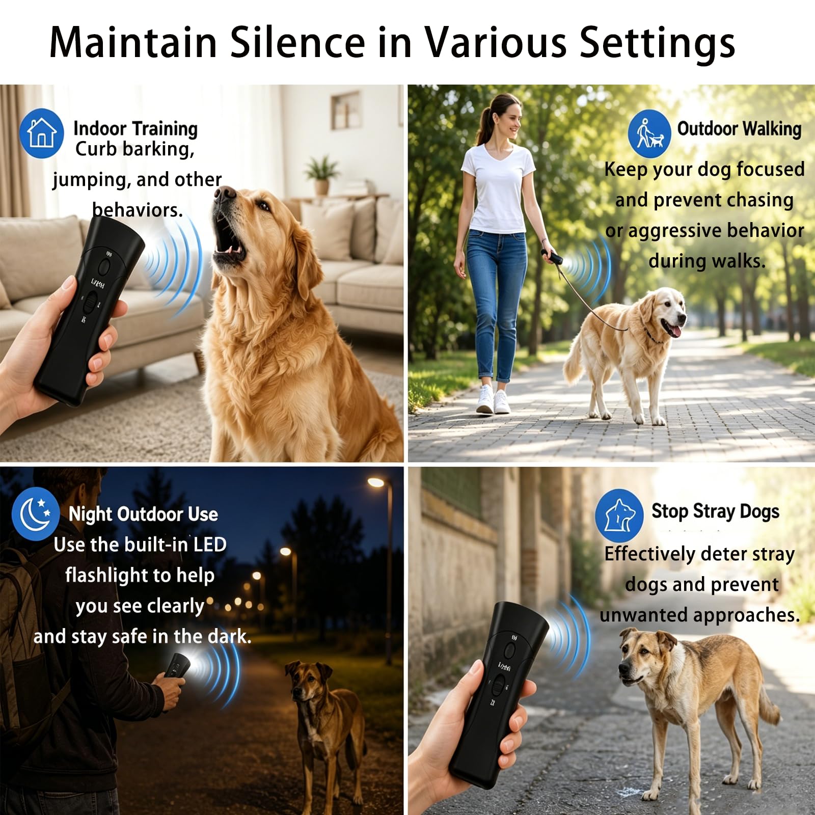 Trainer Ultrasonic For Dogs, Anti Barking Device, Portable Ultrasonic Dog Barking, Anti Barking Dog Training Device With Flashlight With LED Light, 3 Training Modes For Indoor Outdoor — foto 5