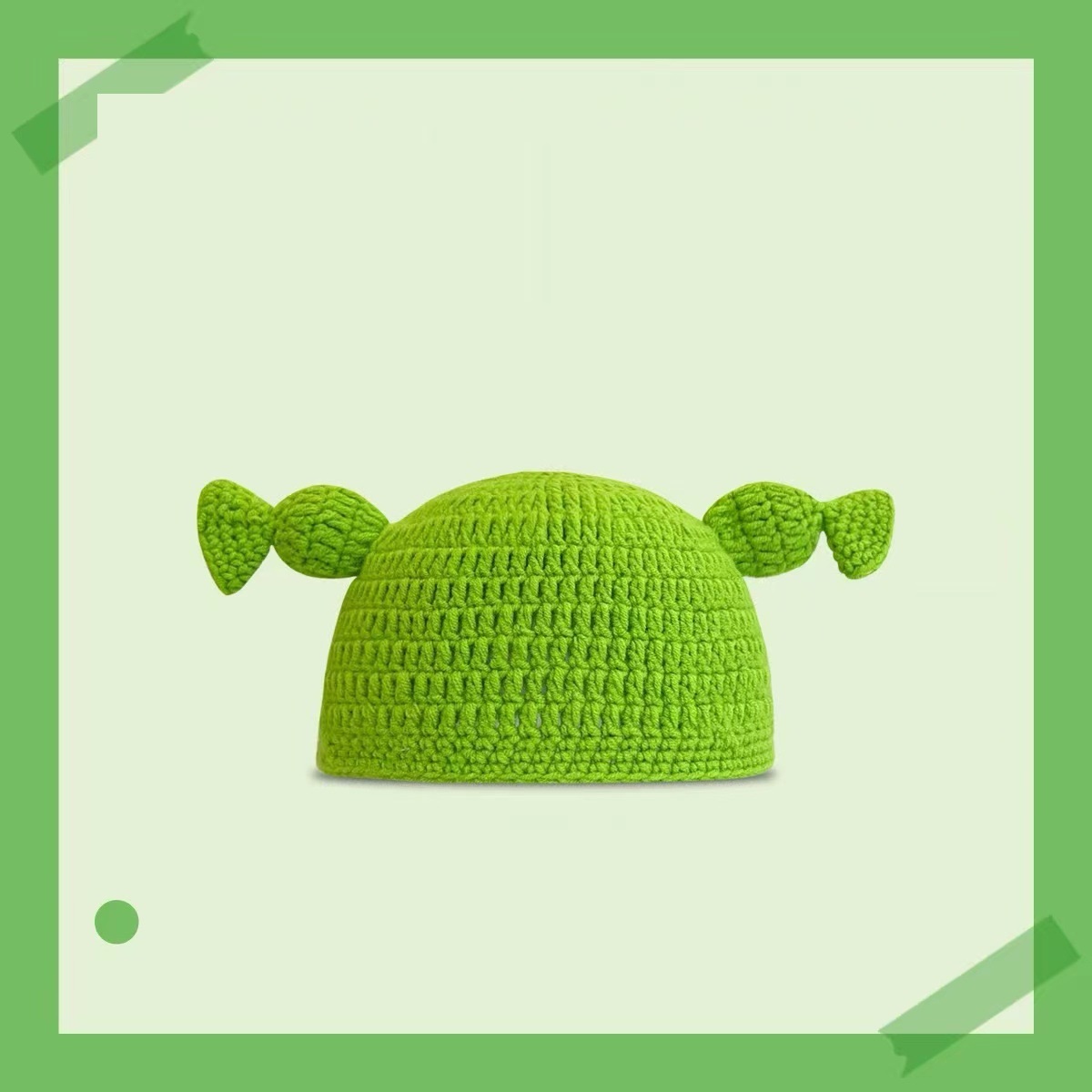 Green Cartoon Funny Knitting Wool Hat
