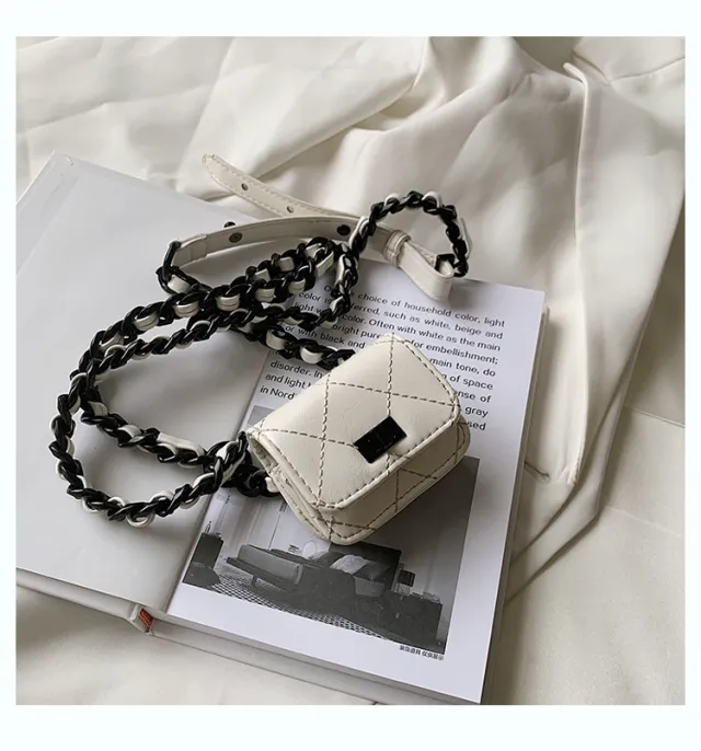 Headphone Bag Mini Bag Single Shoulder Small Square Bag White - Shop at LoveMi