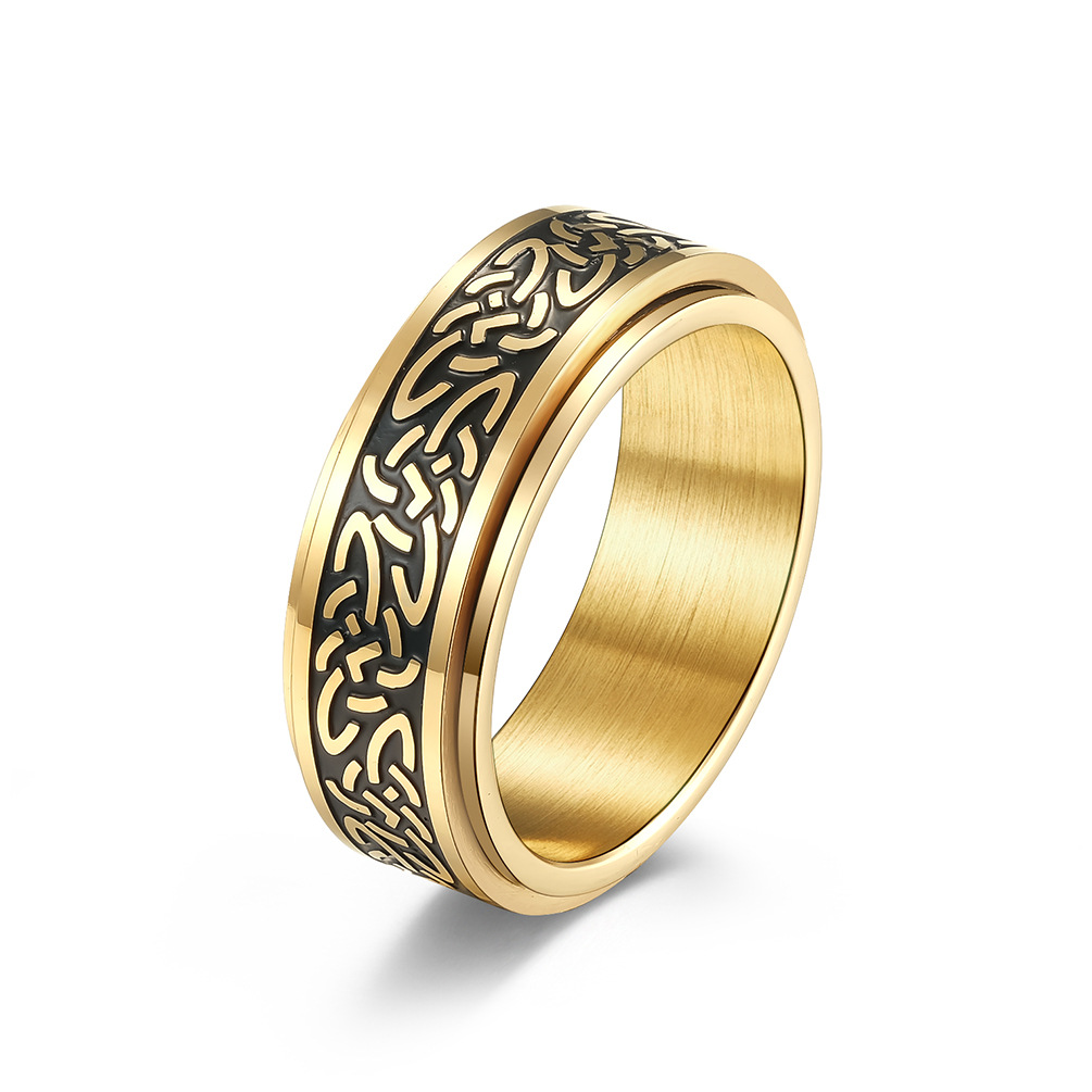 European And American Style Celtic Knot Stainless Steel Turning Ring