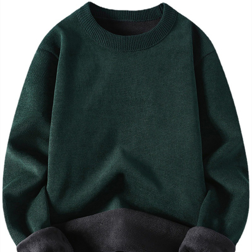 Plush Men's Round Neck Simple Solid Color Sweater