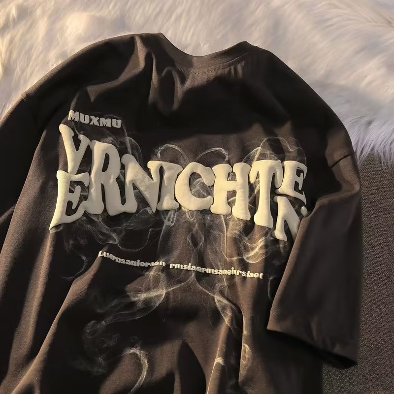 Vintage Print Short Sleeves T-shirt Couple's Tops