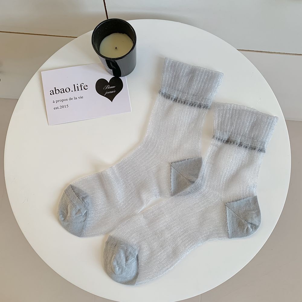 Summer Glass Fiber Thin Socks, Semi Transparent Solid Color Ballet Style Invisible Socks