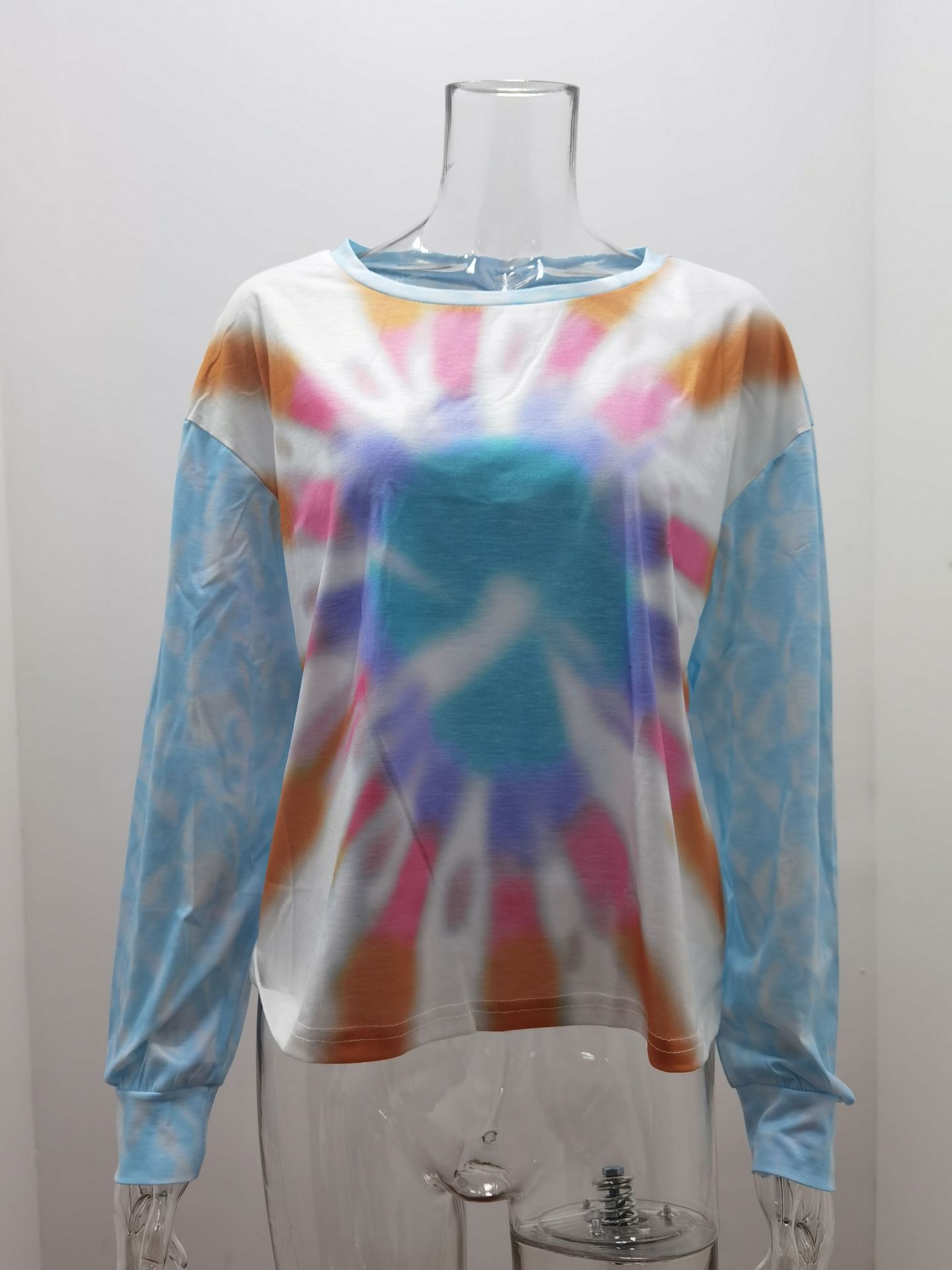 Title 5, Tie-Dye Print Crew Neck Long Sleeve Sweatshirt ...