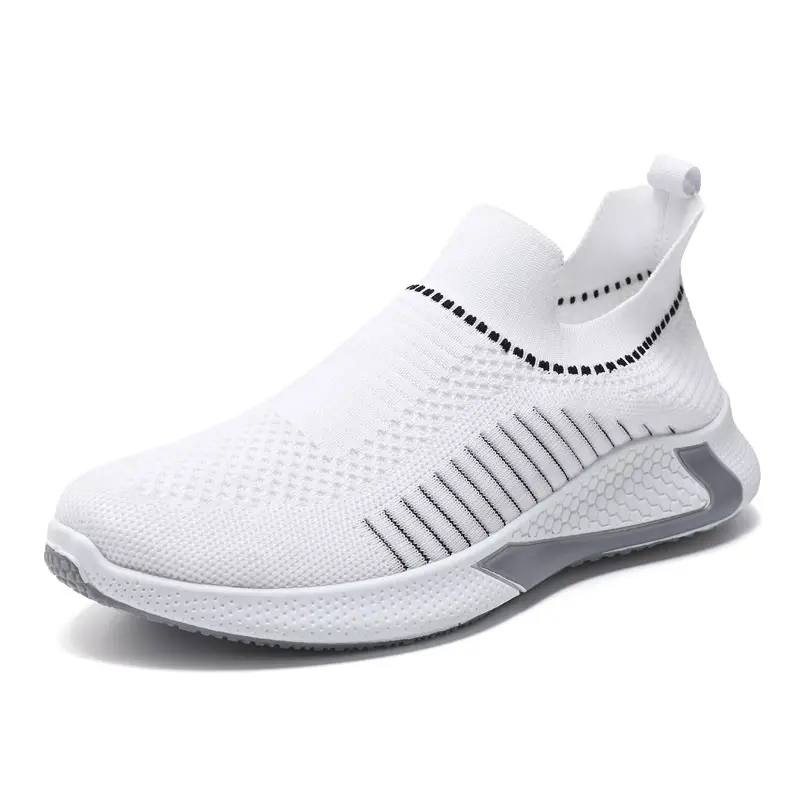 Fashion Mesh Sock Shoes with Striped Design Men Outdoor Breathable Slip-on