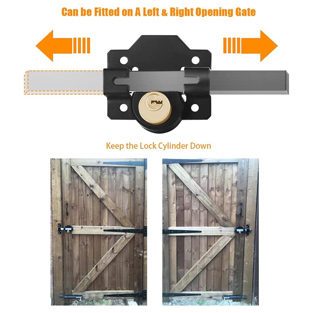 Gate Lock Garden Security Double Long Throw Bolt Rim Lock 5