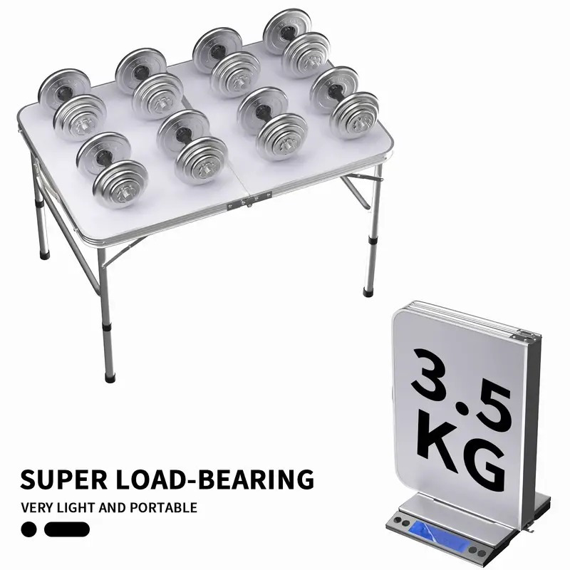 Folding Table Portable Foldable Camping Picnic Table, Extra Strength Aluminium Gardern Tables For Indoor Outdoor Party Dining