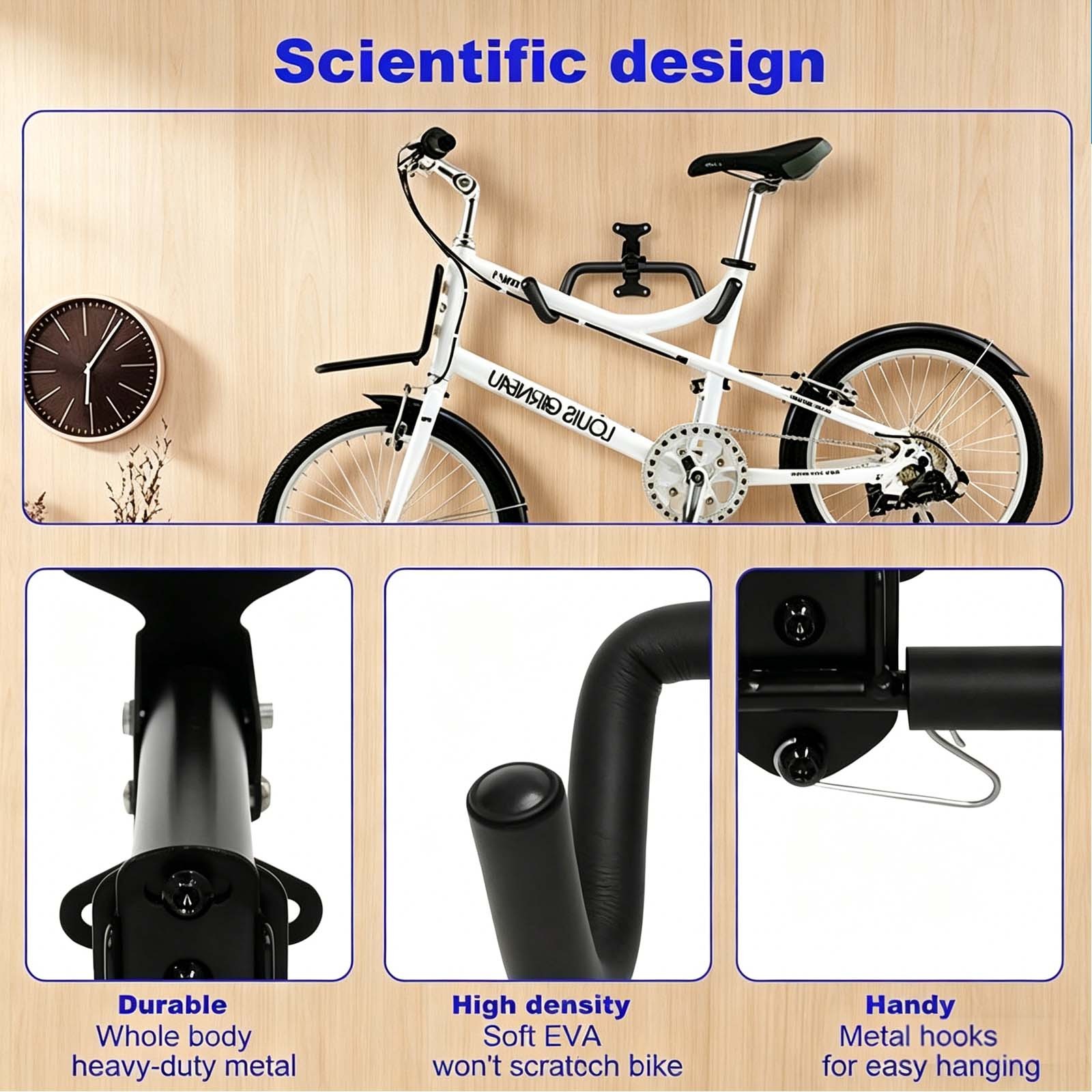 2pcs Bike Storage Hanger Wall Mounted Bicycle Hook Rack Garage Stand Tool — image 4