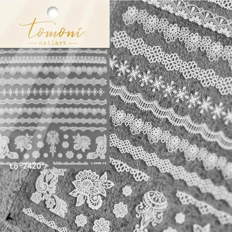 Lace Embossed Sticker Black And White Decal