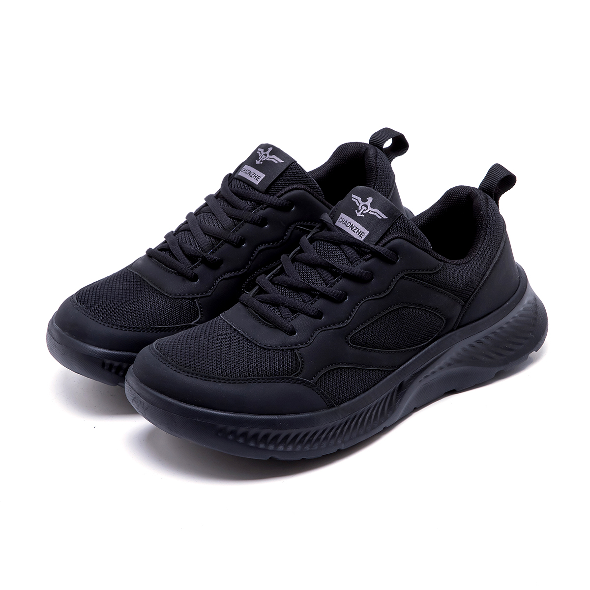 New Wide Fit Men's Sneakers, Wide Last Running Shoes For Wide Feet, Black Soft Sole Breathable Wide Toe Work Shoes For Men