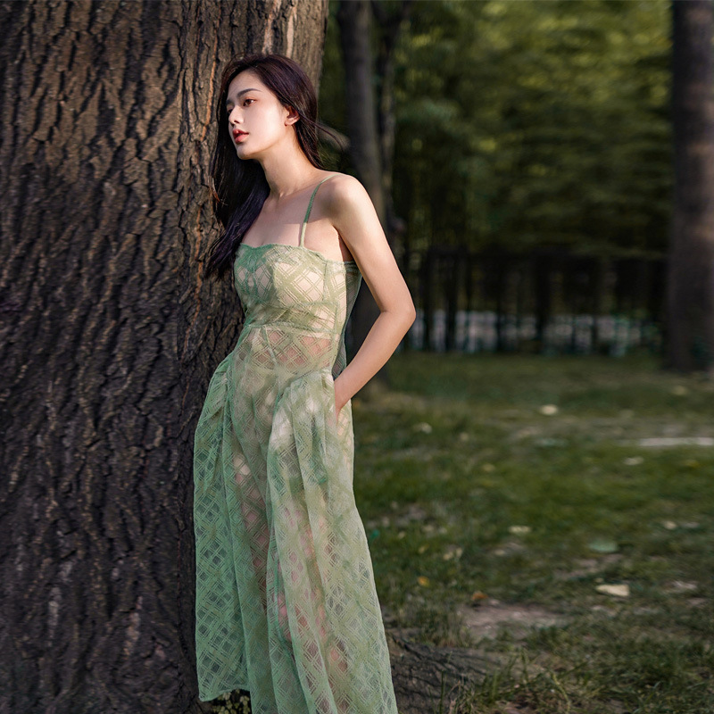 French Temperament Mesh Suspender Dress Female Super Fairy