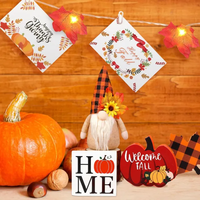 Fall Gnome Tiered Tray Decorations Set Farmhouse Pumpkin Decor Autumn Maple Leaf Table Centerpieces With Fall String Lights Thankgiving Day Fall Gr... W13667821 - Shop at LoveMi